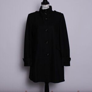 Antonio Melani Black Wool A-line Pea Coat, Size 10